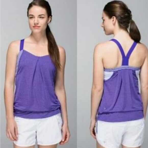 Lululemon purple Rest Less tank with attached sports bra EUC size 6 - Picture 1 of 15